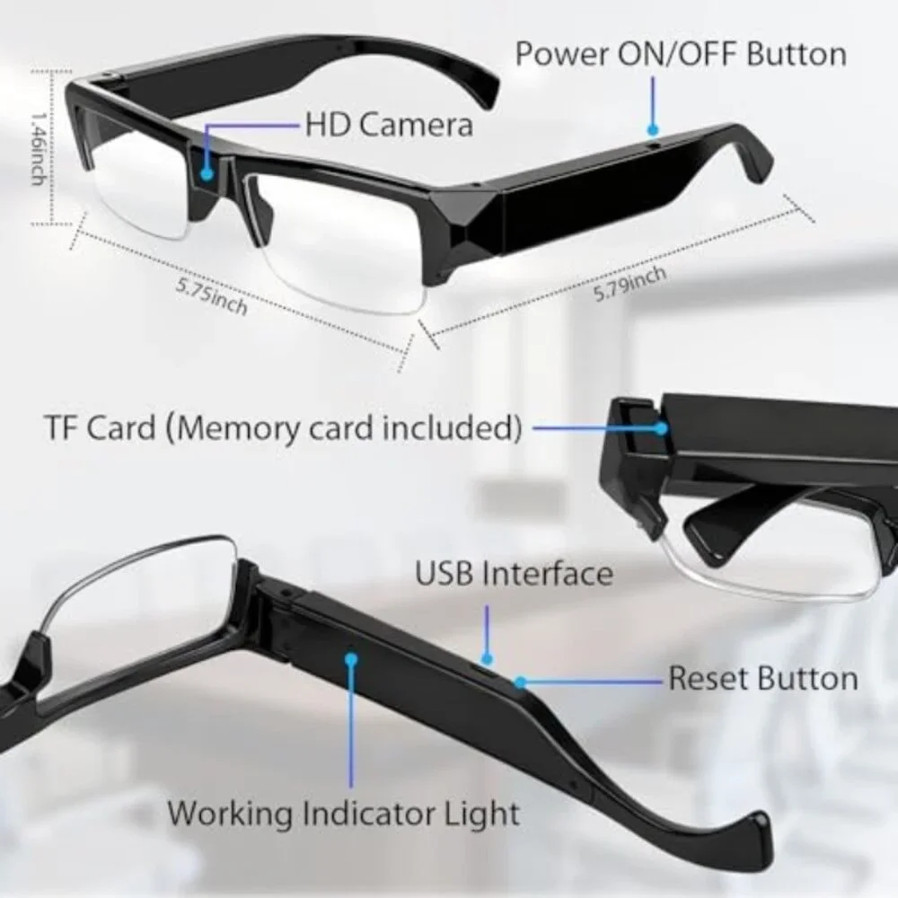 Camera Glasses 1080P Video Recording Outdoor Sport Glasses with Camera 64GB Wear